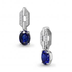 Серебряная подвеска AQUAMARINE с фианитом и гидротермальным сапфиром А25446АБ фото
