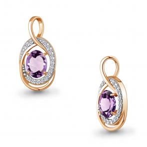 Подвеска из золочёного серебра AQUAMARINE с фианитом и аметистом А2544904А-пк фото