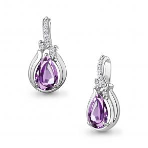 Серебряная подвеска AQUAMARINE с фианитом и аметистом А2545204А фото