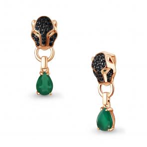 Подвеска из золочёного серебра AQUAMARINE с агатом, гидротермальным изумрудом и ювелирным кристаллом А2546109ГЧ-п фото