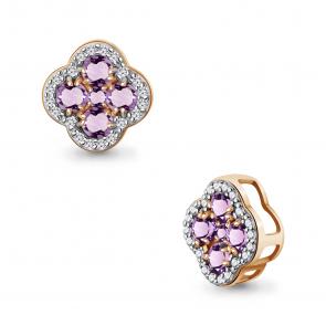 Подвеска из золочёного серебра AQUAMARINE с фианитом и аметистом А2546404А-п фото