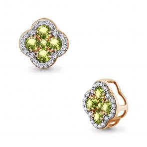 Подвеска из золочёного серебра AQUAMARINE с фианитом и хризолитом А2546407А-п фото