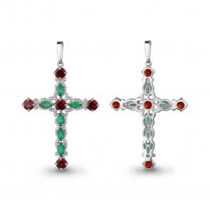 Серебряная подвеска AQUAMARINE с гранатом и агатом А25467538 фото