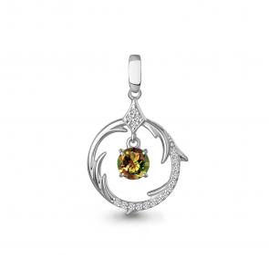 Серебряная подвеска AQUAMARINE с фианитом и султанитом А2548519А фото