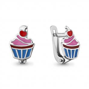 Серебряные серьги AQUAMARINE с эмалью А33135 фото