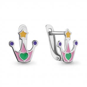 Серебряные серьги AQUAMARINE с эмалью А33139 фото