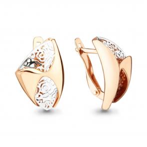 Серьги из золочёного серебра AQUAMARINE А33302-пк фото