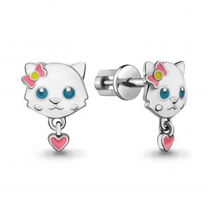 Серебряные серьги AQUAMARINE с эмалью А33337 фото