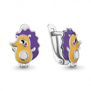 Серебряные серьги AQUAMARINE с эмалью А33338 фото