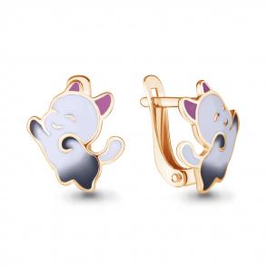 Серьги из золочёного серебра AQUAMARINE А33471-п фото