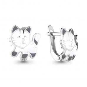 Серебряные серьги AQUAMARINE с эмалью А33472 фото