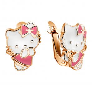 Серьги из золочёного серебра AQUAMARINE с эмалью А33474-п фото