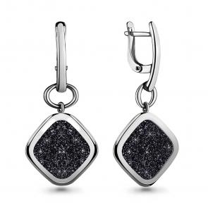 Серебряные серьги AQUAMARINE с фианитом А33601 фото