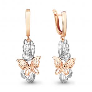 Серьги из золочёного серебра AQUAMARINE А33653-пк фото