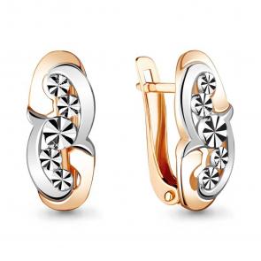 Серьги из золочёного серебра AQUAMARINE А33681-пк фото