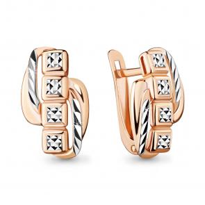 Серьги из золочёного серебра AQUAMARINE А33688-пк фото