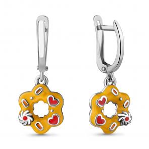 Серебряные серьги AQUAMARINE с эмалью А33738 фото