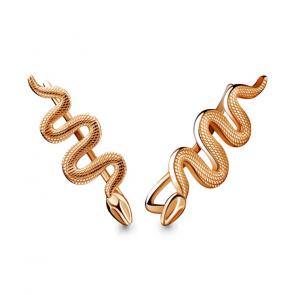 Серьги из золоченого серебра Символ года Змея AQUAMARINE А33744-п фото