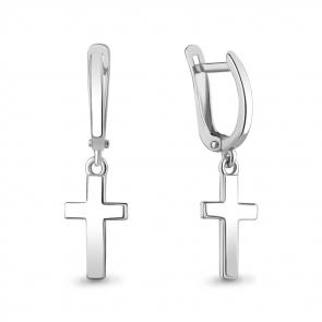 Серебряные серьги Крест AQUAMARINE А33799 фото