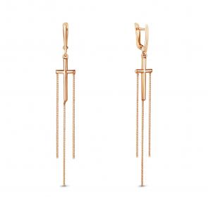 Серьги- кресты из золочёного серебра AQUAMARINE А33926-п фото