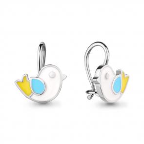 Серебряные серьги AQUAMARINE с эмалью А34018 фото