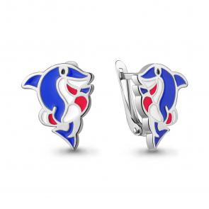 Серебряные серьги AQUAMARINE с эмалью А34064 фото