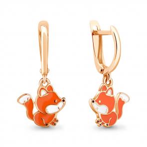 Серьги из золочёного серебра AQUAMARINE с эмалью А34069-п фото