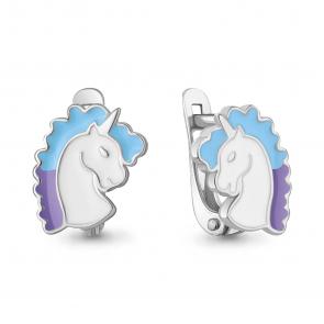 Серебряные серьги AQUAMARINE с эмалью А34165 фото