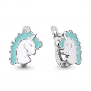 Серебряные серьги AQUAMARINE с эмалью А34233 фото