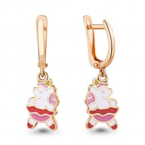 Серьги из золочёного серебра AQUAMARINE с эмалью А34245-п фото