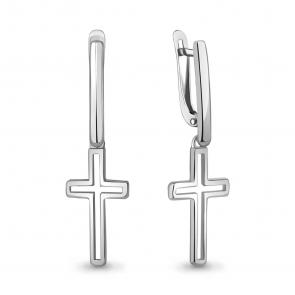 Серебряные серьги-кресты AQUAMARINE А34253 фото