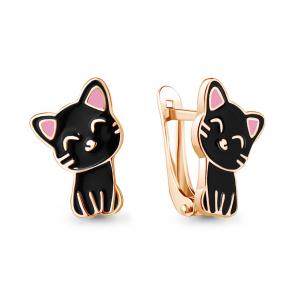 Серьги из золочёного серебра AQUAMARINE с эмалью А34264-п фото