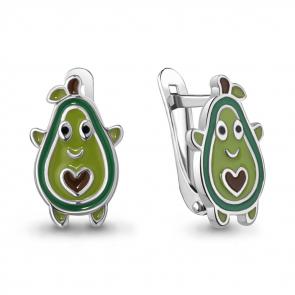 Серебряные серьги AQUAMARINE с эмалью А34266 фото