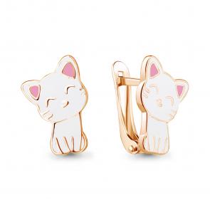 Серьги из золочёного серебра AQUAMARINE с эмалью А34312-п фото