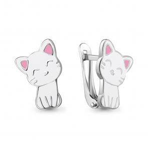 Серебряные серьги AQUAMARINE с эмалью А34312 фото