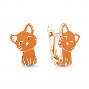 Серьги из золочёного серебра AQUAMARINE с эмалью А34313-п фото