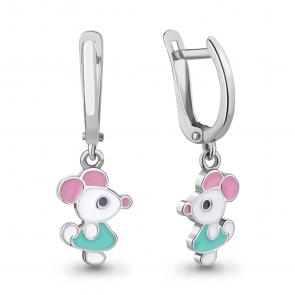 Серебряные серьги AQUAMARINE с эмалью А34319 фото