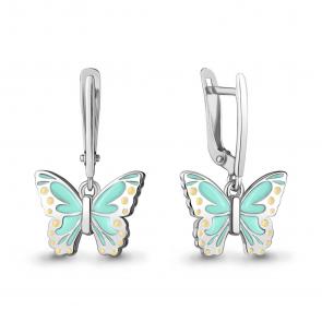 Серебряные серьги AQUAMARINE с эмалью А34339 фото