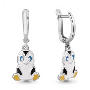 Серебряные серьги AQUAMARINE с эмалью А34370 фото