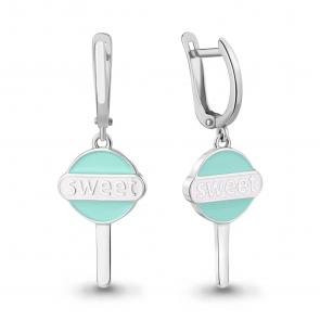 Серебряные серьги AQUAMARINE с эмалью А34396 фото