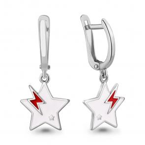 Серебряные серьги AQUAMARINE с эмалью А34434 фото