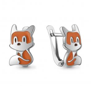 Серебряные серьги AQUAMARINE с эмалью А34438 фото