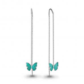 Серебряные серьги AQUAMARINE с эмалью А34446 фото