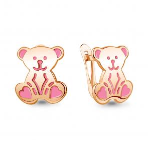 Серьги из золочёного серебра AQUAMARINE с эмалью А34449-п фото