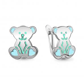 Серебряные серьги AQUAMARINE с эмалью А34450 фото