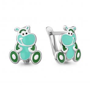 Серебряные серьги AQUAMARINE с эмалью А34455 фото