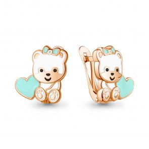 Серьги из золочёного серебра AQUAMARINE с эмалью А34463-п фото