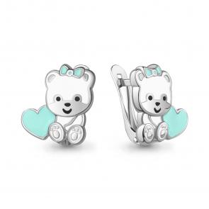 Серебряные серьги AQUAMARINE с эмалью А34463 фото