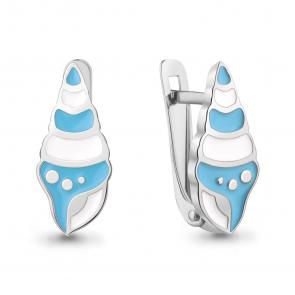 Серебряные серьги AQUAMARINE с эмалью А34500 фото