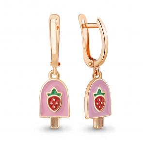 Серьги из золочёного серебра AQUAMARINE с эмалью А34502-п фото